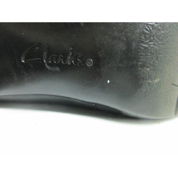 Clarks Block Heel Comfort Black - Leather Shoes Booties Woman's 10 Elastic Sides - Picture 6 of 8
